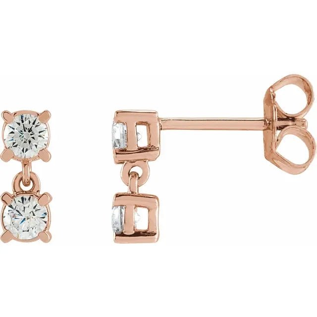 14K Gold Two - Stone Diamond Drop Earrings - Design Jewellers Edmonton