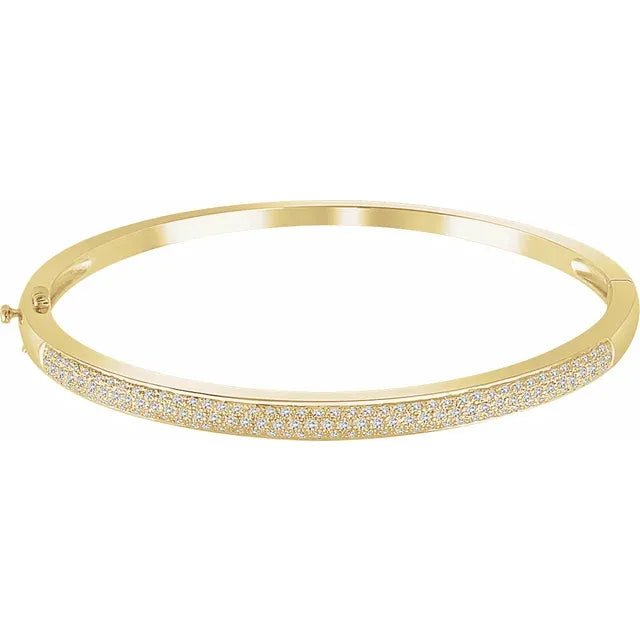 14K Gold Wide Diamond Pave Bangle - Design Jewellers Edmonton