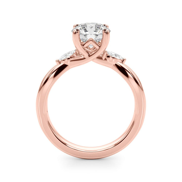 14K Round Brilliant Diamond Design with Marquise Cut Accented Twisted Shoulders - Engagement rings - Design Jewellers Edmonton