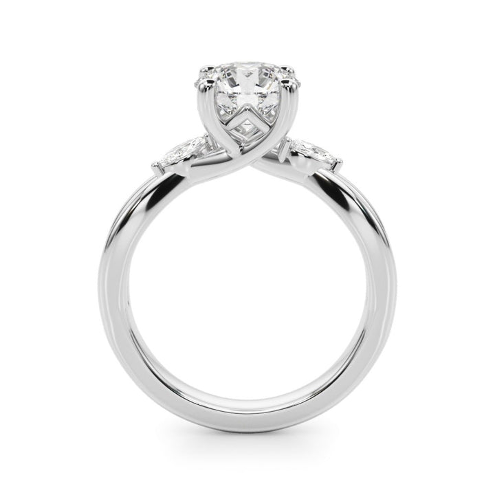 14K Round Brilliant Diamond Design with Marquise Cut Accented Twisted Shoulders - Engagement rings - Design Jewellers Edmonton