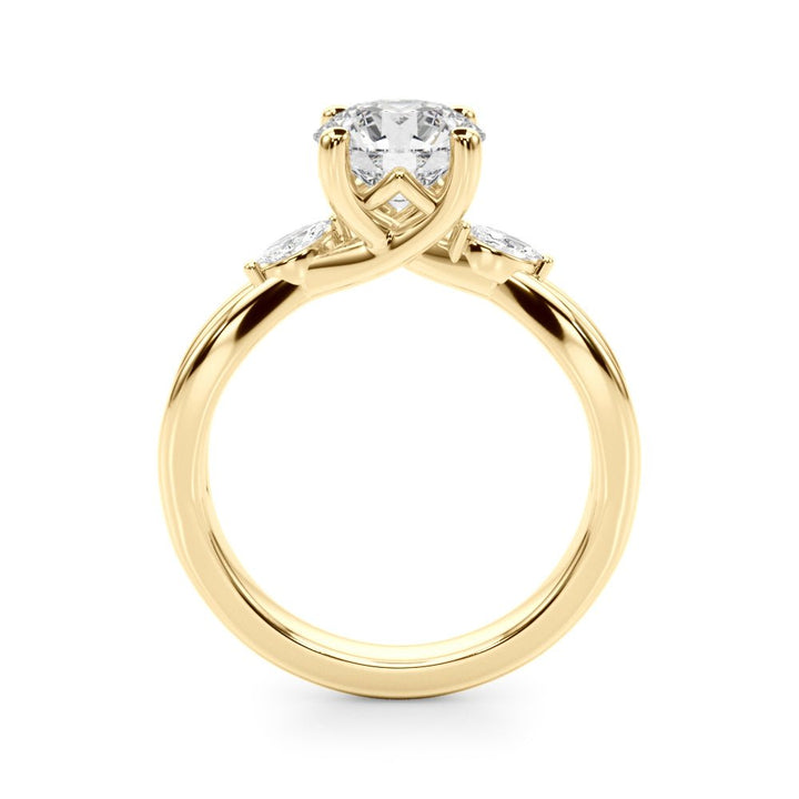 14K Round Brilliant Diamond Design with Marquise Cut Accented Twisted Shoulders - Engagement rings - Design Jewellers Edmonton