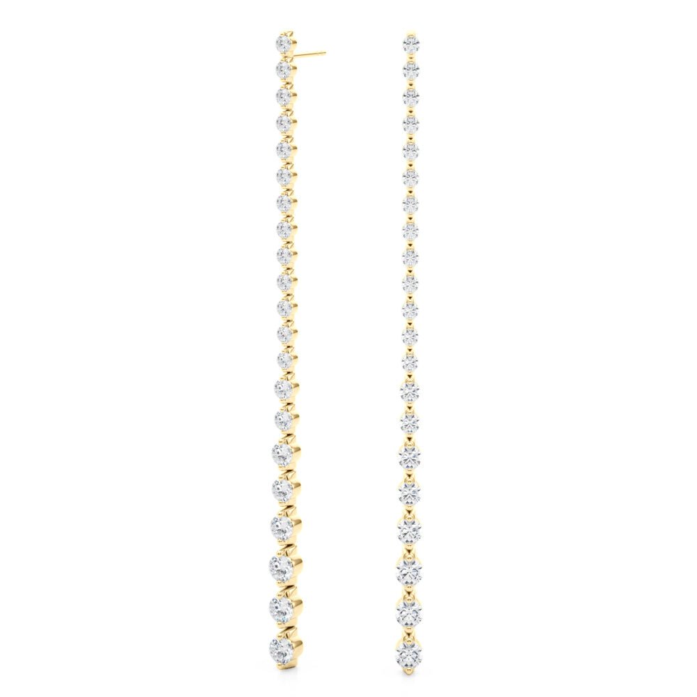 14K Round Cut Diamond Front - to - Back Linear Drop Earrings - Hoop Earrings - Design Jewellers Edmonton