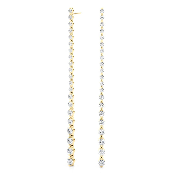 14K Round Cut Diamond Front - to - Back Linear Drop Earrings - Hoop Earrings - Design Jewellers Edmonton