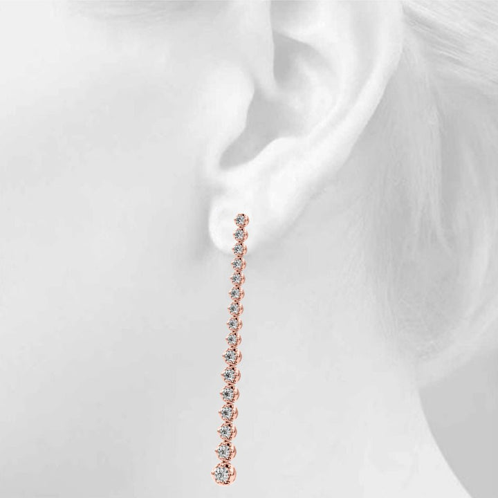 14K Round Cut Diamond Front - to - Back Linear Drop Earrings - Hoop Earrings - Design Jewellers Edmonton