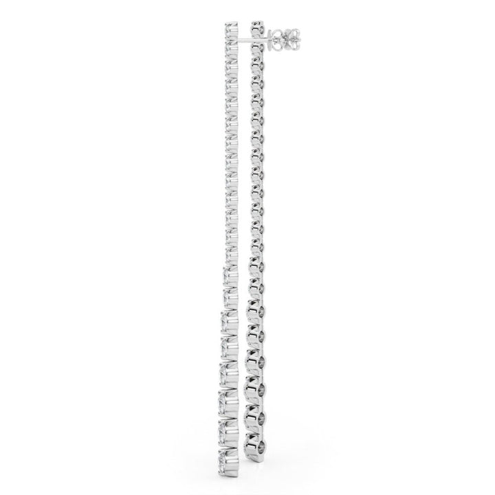 14K Round Cut Diamond Front - to - Back Linear Drop Earrings - Hoop Earrings - Design Jewellers Edmonton