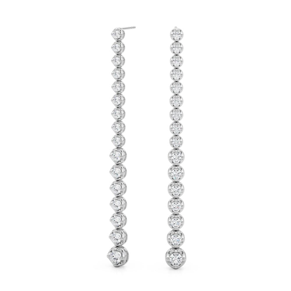 14K Round Cut Diamond Front - to - Back Linear Drop Earrings - Hoop Earrings - Design Jewellers Edmonton