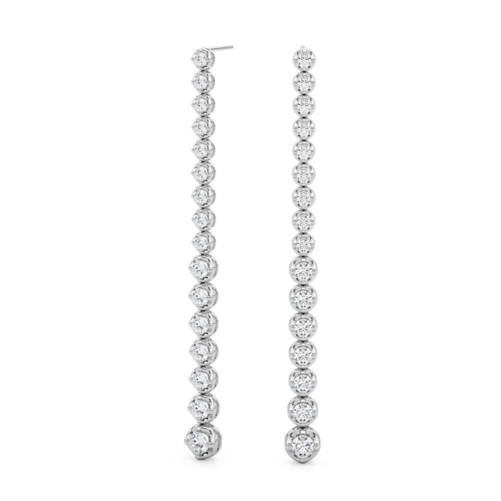 14K Round Cut Diamond Front - to - Back Linear Drop Earrings - Hoop Earrings - Design Jewellers Edmonton