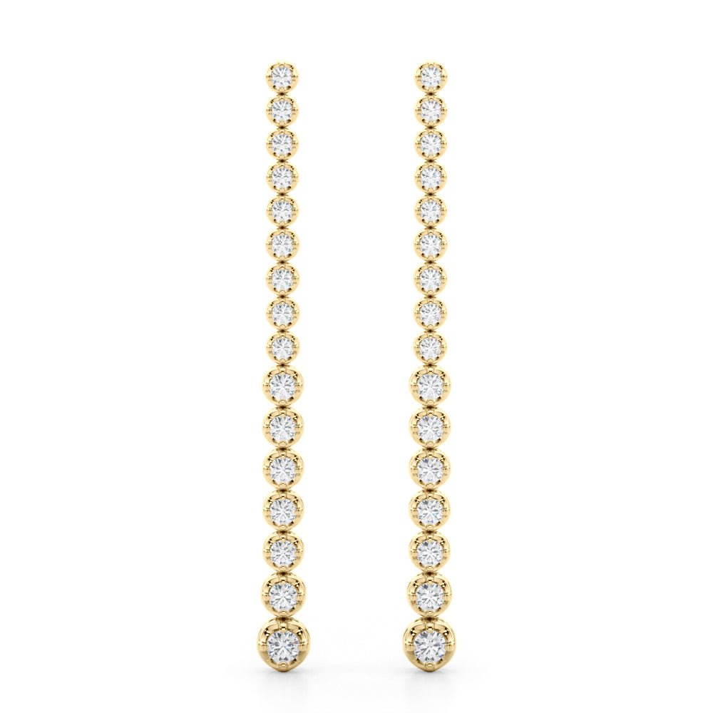 14K Round Cut Diamond Front - to - Back Linear Drop Earrings - Hoop Earrings - Design Jewellers Edmonton