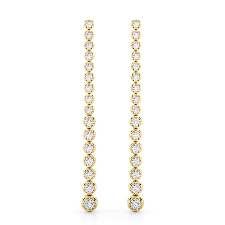 14K Round Cut Diamond Front - to - Back Linear Drop Earrings - Hoop Earrings - Design Jewellers Edmonton