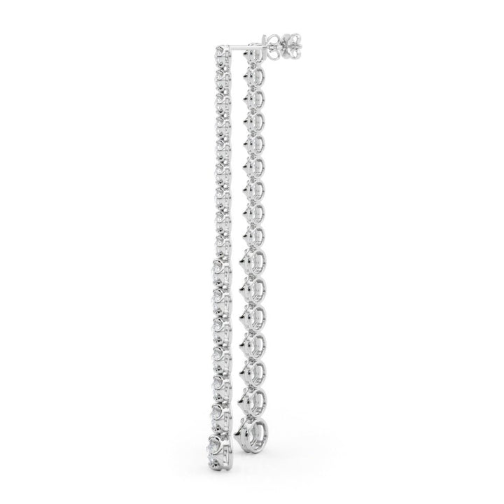14K Round Cut Diamond Front - to - Back Linear Drop Earrings - Hoop Earrings - Design Jewellers Edmonton