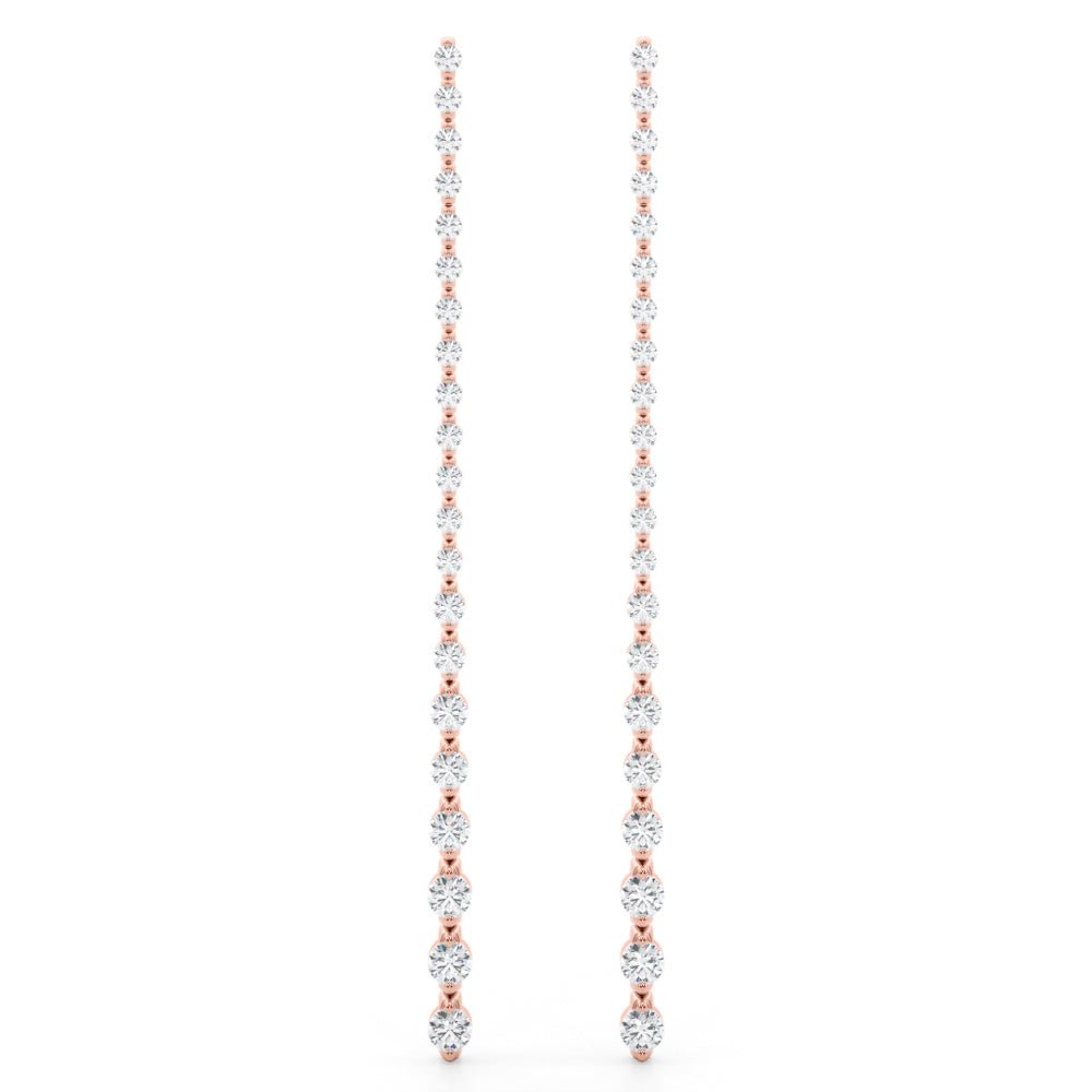 14K Round Cut Diamond Front - to - Back Linear Drop Earrings - Hoop Earrings - Design Jewellers Edmonton