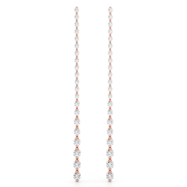 14K Round Cut Diamond Front - to - Back Linear Drop Earrings - Hoop Earrings - Design Jewellers Edmonton