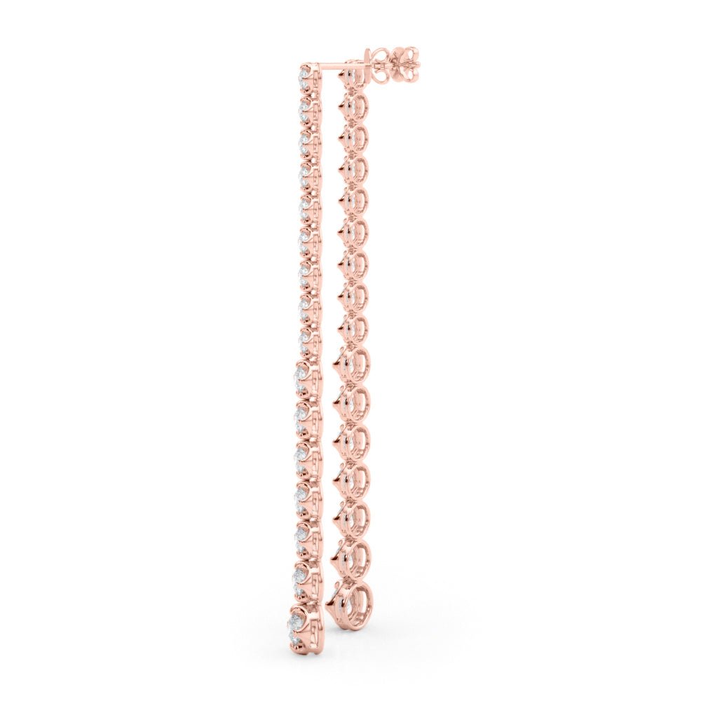14K Round Cut Diamond Front - to - Back Linear Drop Earrings - Hoop Earrings - Design Jewellers Edmonton