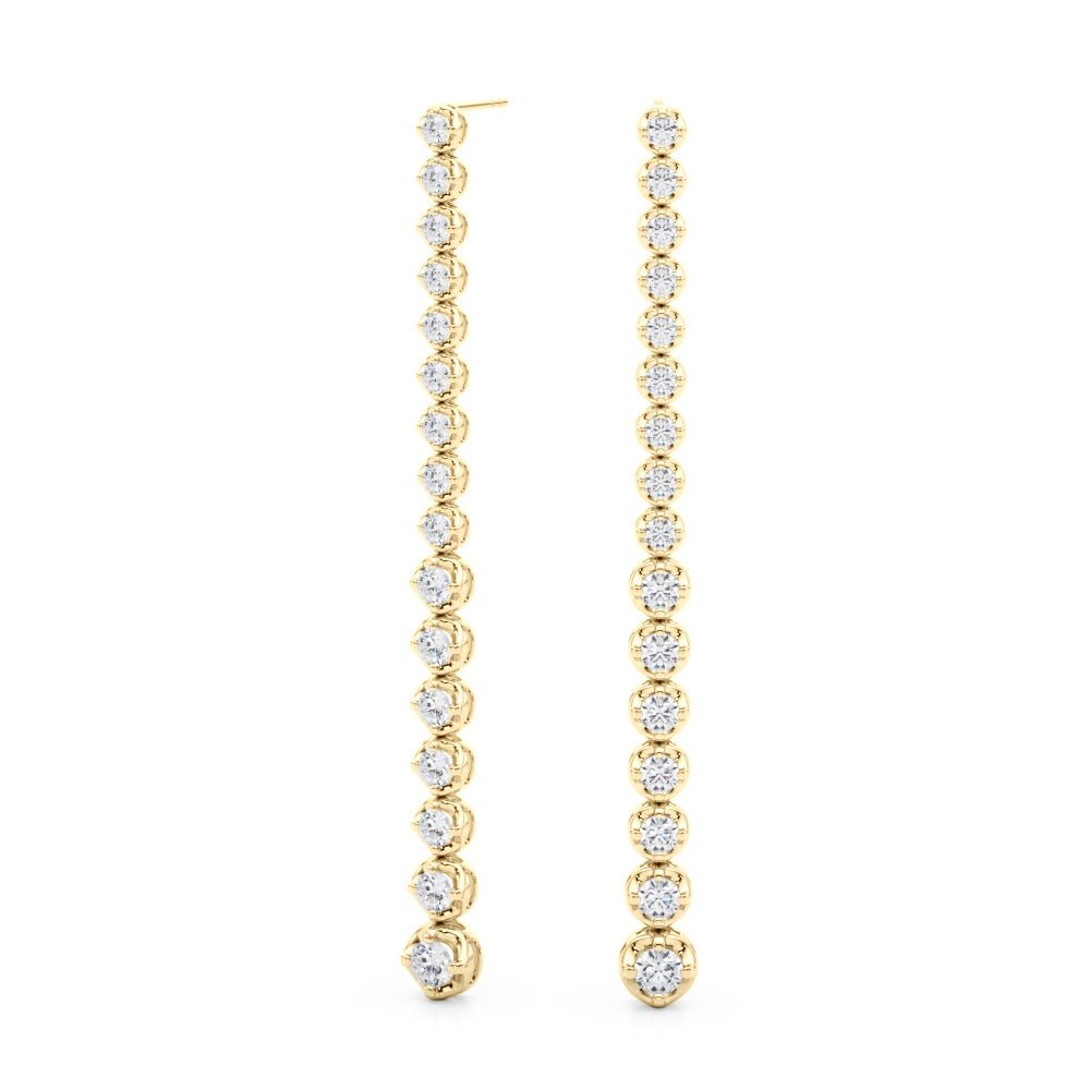 14K Round Cut Diamond Front - to - Back Linear Drop Earrings - Hoop Earrings - Design Jewellers Edmonton