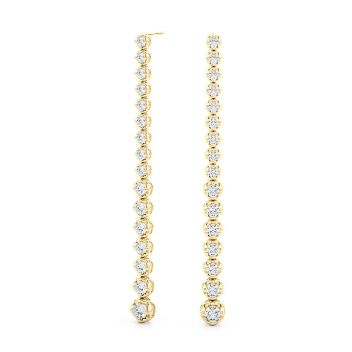 14K Round Cut Diamond Front - to - Back Linear Drop Earrings - Hoop Earrings - Design Jewellers Edmonton