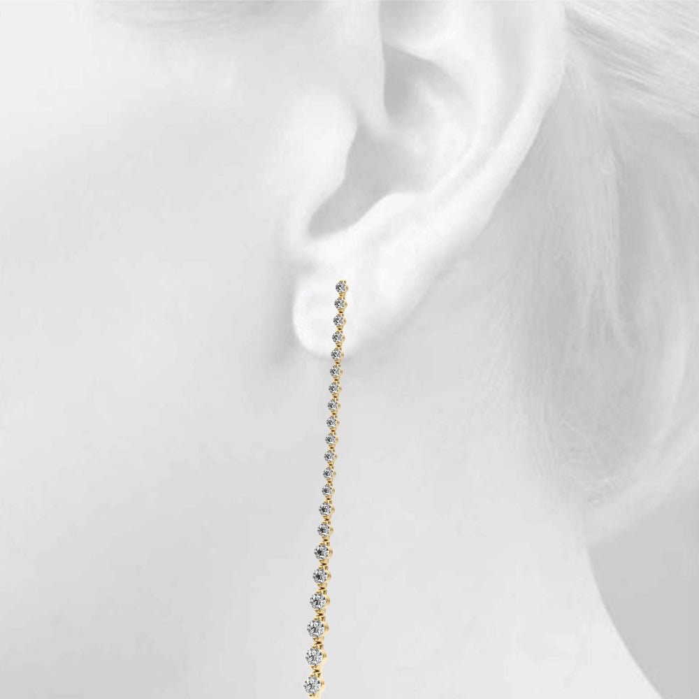 14K Round Cut Diamond Front - to - Back Linear Drop Earrings - Hoop Earrings - Design Jewellers Edmonton