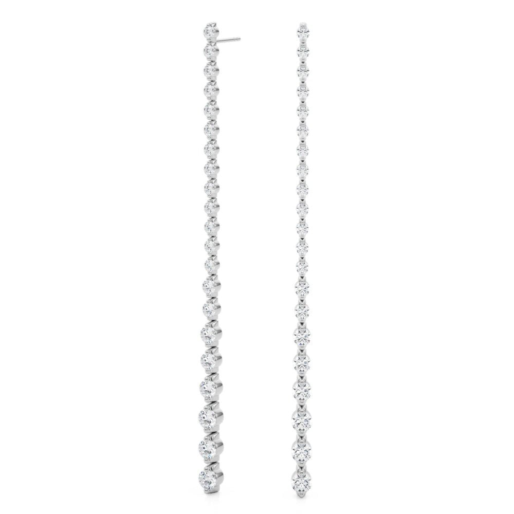 14K Round Cut Diamond Front-to-Back Linear Drop Earrings