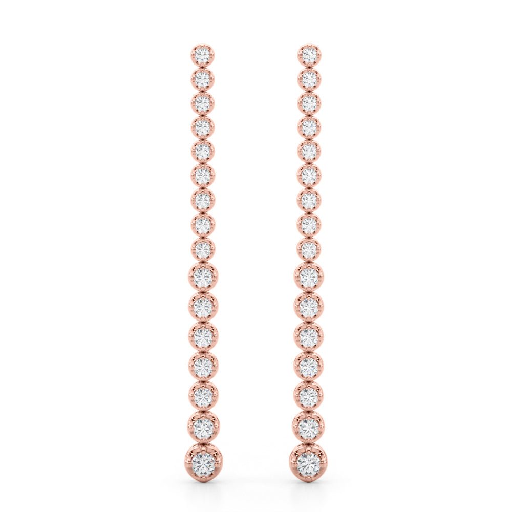 14K Round Cut Diamond Front - to - Back Linear Drop Earrings - Hoop Earrings - Design Jewellers Edmonton