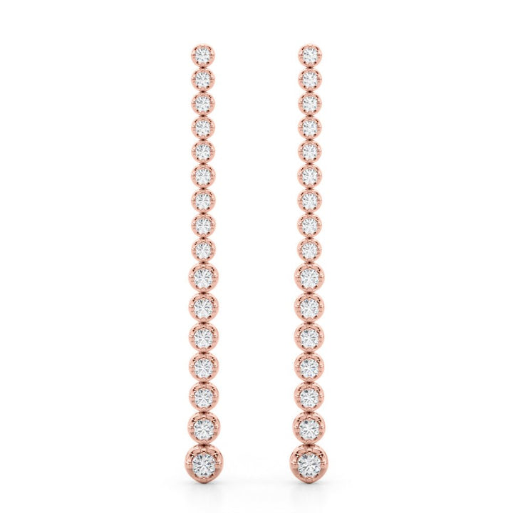 14K Round Cut Diamond Front - to - Back Linear Drop Earrings - Hoop Earrings - Design Jewellers Edmonton