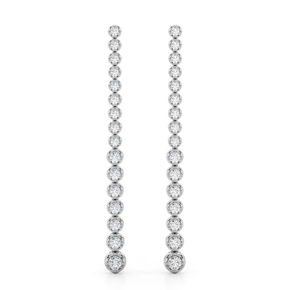 14K Round Cut Diamond Front-to-Back Linear Drop Earrings