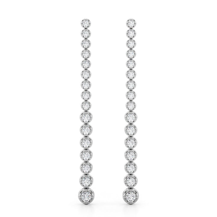 14K Round Cut Diamond Front - to - Back Linear Drop Earrings - Hoop Earrings - Design Jewellers Edmonton