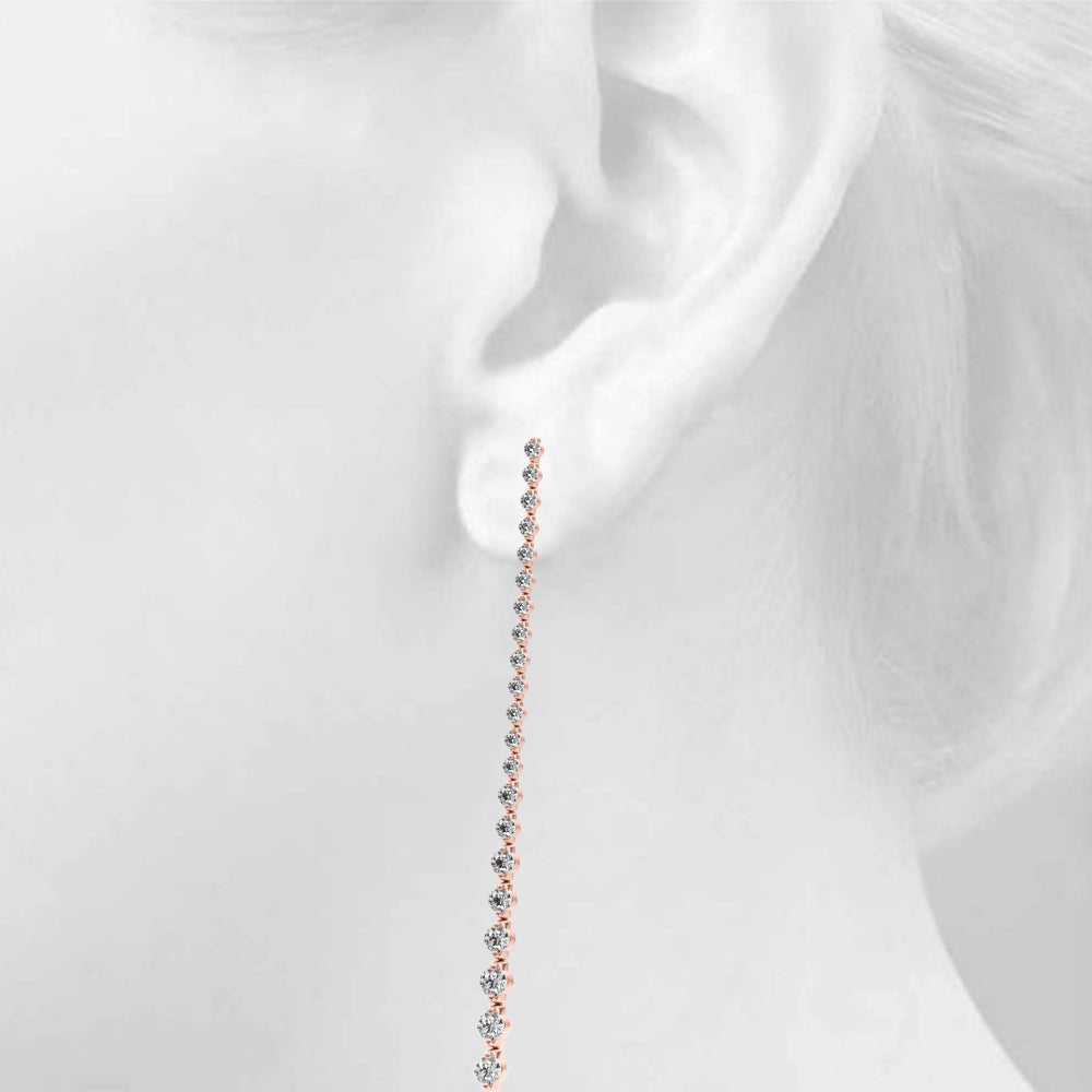 14K Round Cut Diamond Front - to - Back Linear Drop Earrings - Hoop Earrings - Design Jewellers Edmonton