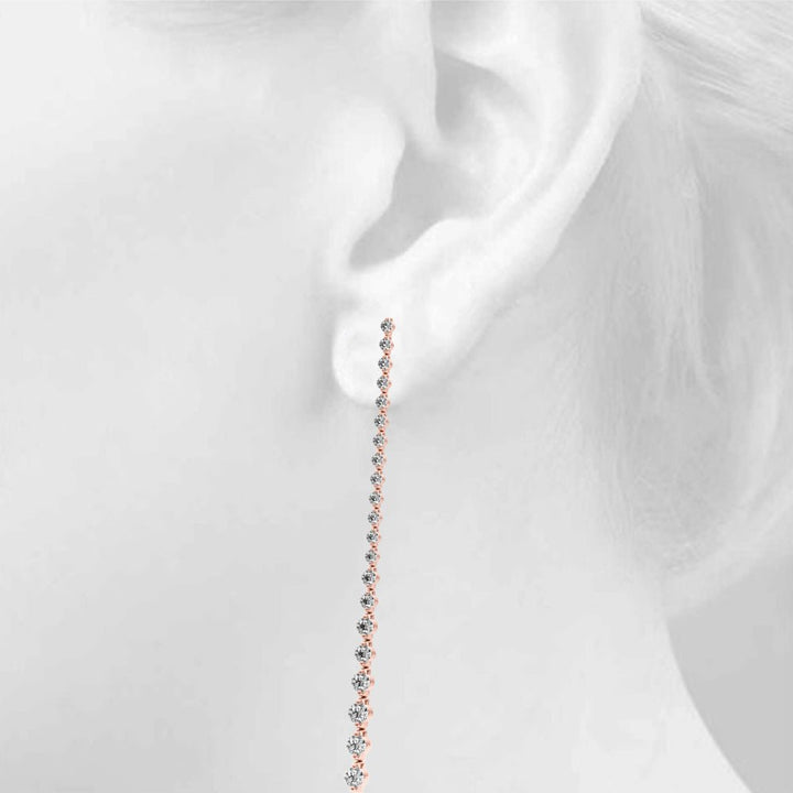 14K Round Cut Diamond Front - to - Back Linear Drop Earrings - Hoop Earrings - Design Jewellers Edmonton