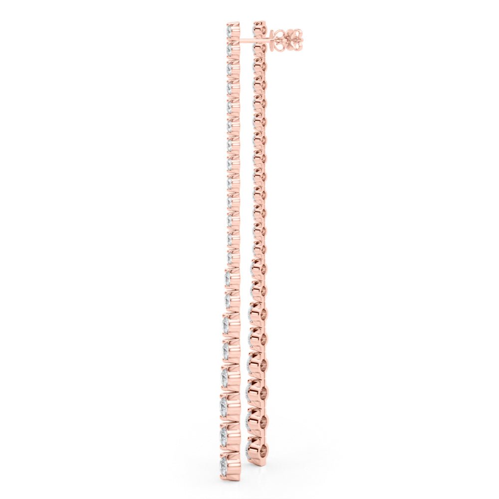 14K Round Cut Diamond Front - to - Back Linear Drop Earrings - Hoop Earrings - Design Jewellers Edmonton