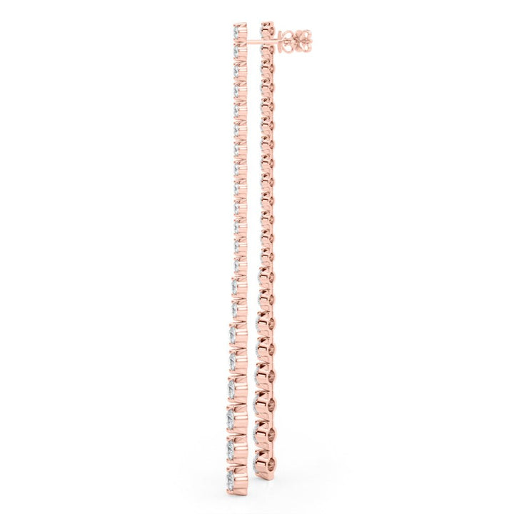 14K Round Cut Diamond Front - to - Back Linear Drop Earrings - Hoop Earrings - Design Jewellers Edmonton