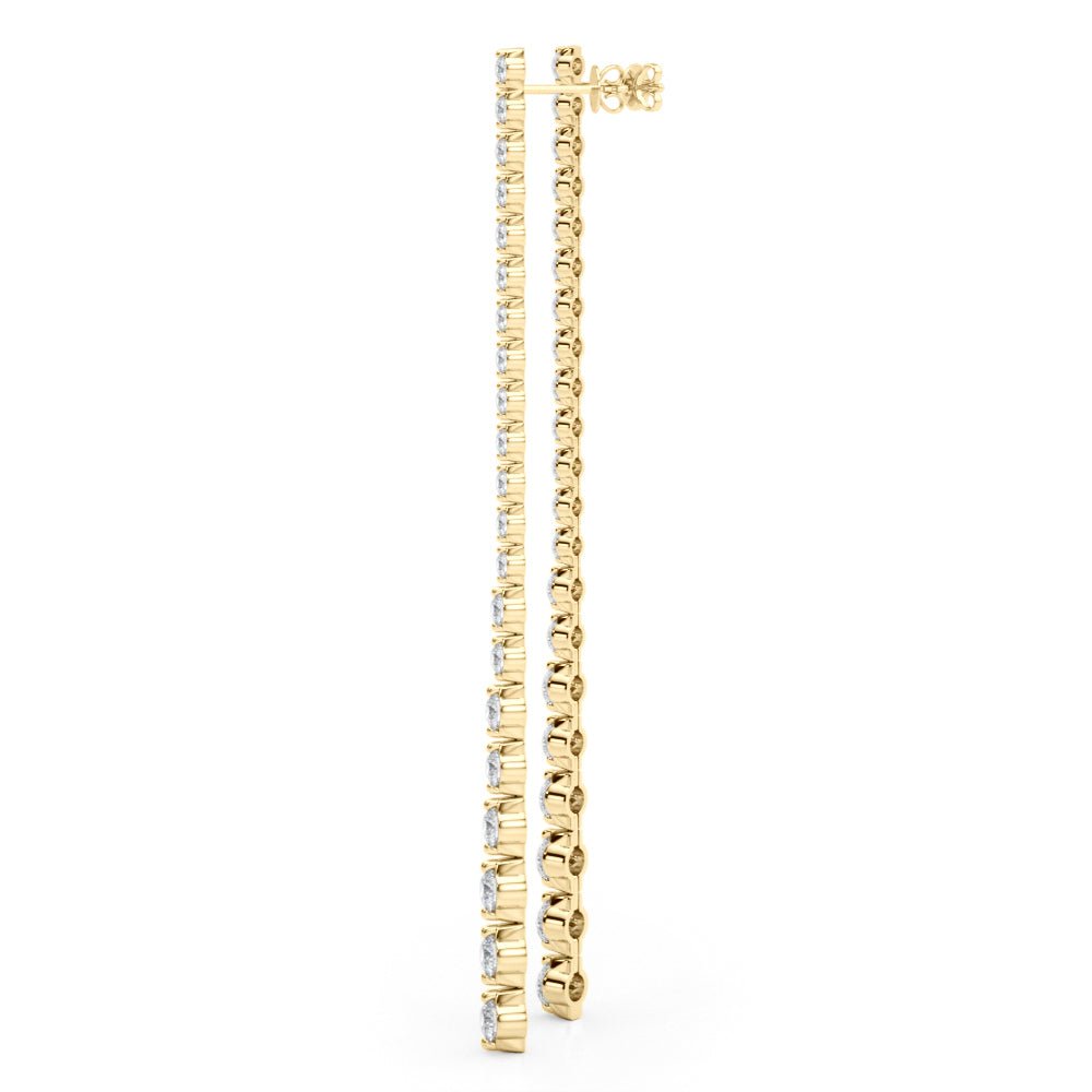 14K Round Cut Diamond Front - to - Back Linear Drop Earrings - Hoop Earrings - Design Jewellers Edmonton
