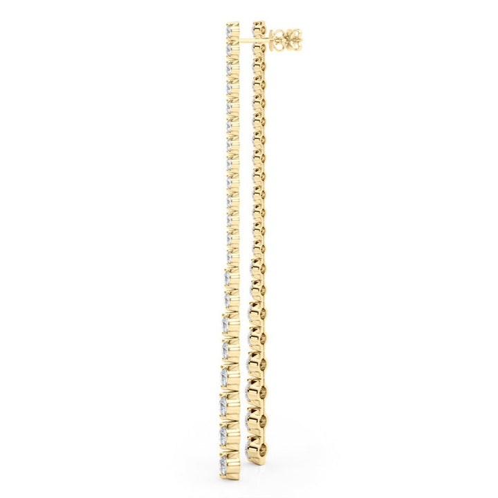14K Round Cut Diamond Front - to - Back Linear Drop Earrings - Hoop Earrings - Design Jewellers Edmonton