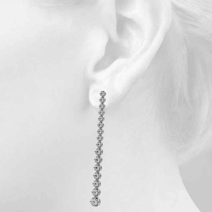14K Round Cut Diamond Front - to - Back Linear Drop Earrings - Hoop Earrings - Design Jewellers Edmonton