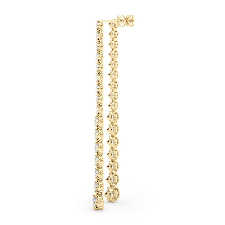 14K Round Cut Diamond Front - to - Back Linear Drop Earrings - Hoop Earrings - Design Jewellers Edmonton