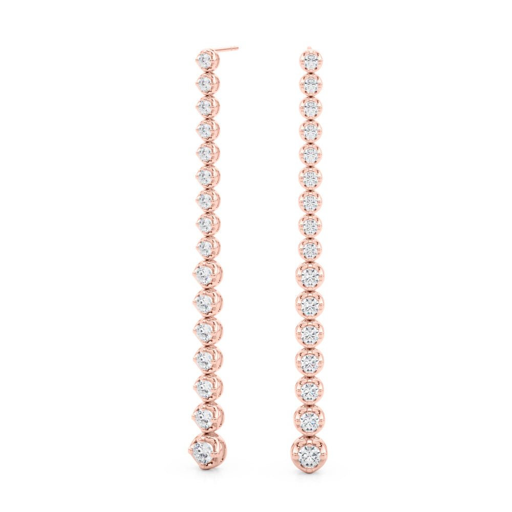 14K Round Cut Diamond Front - to - Back Linear Drop Earrings - Hoop Earrings - Design Jewellers Edmonton