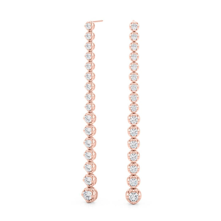 14K Round Cut Diamond Front - to - Back Linear Drop Earrings - Hoop Earrings - Design Jewellers Edmonton