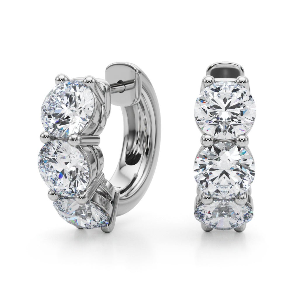 14K Round Cut Diamond Hoop Earrings