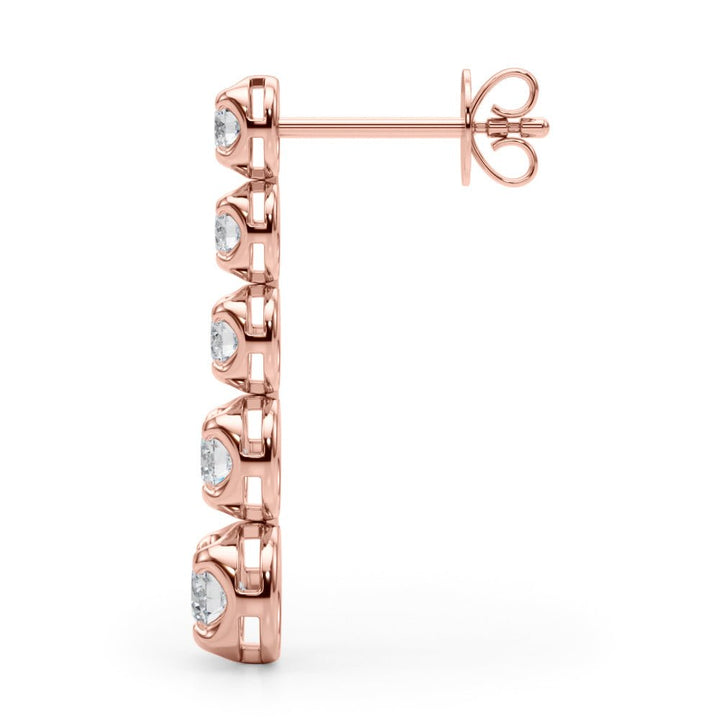 14K Round Cut Graduated Diamond Linear Drop Earrings - Hoop Earrings - Design Jewellers Edmonton