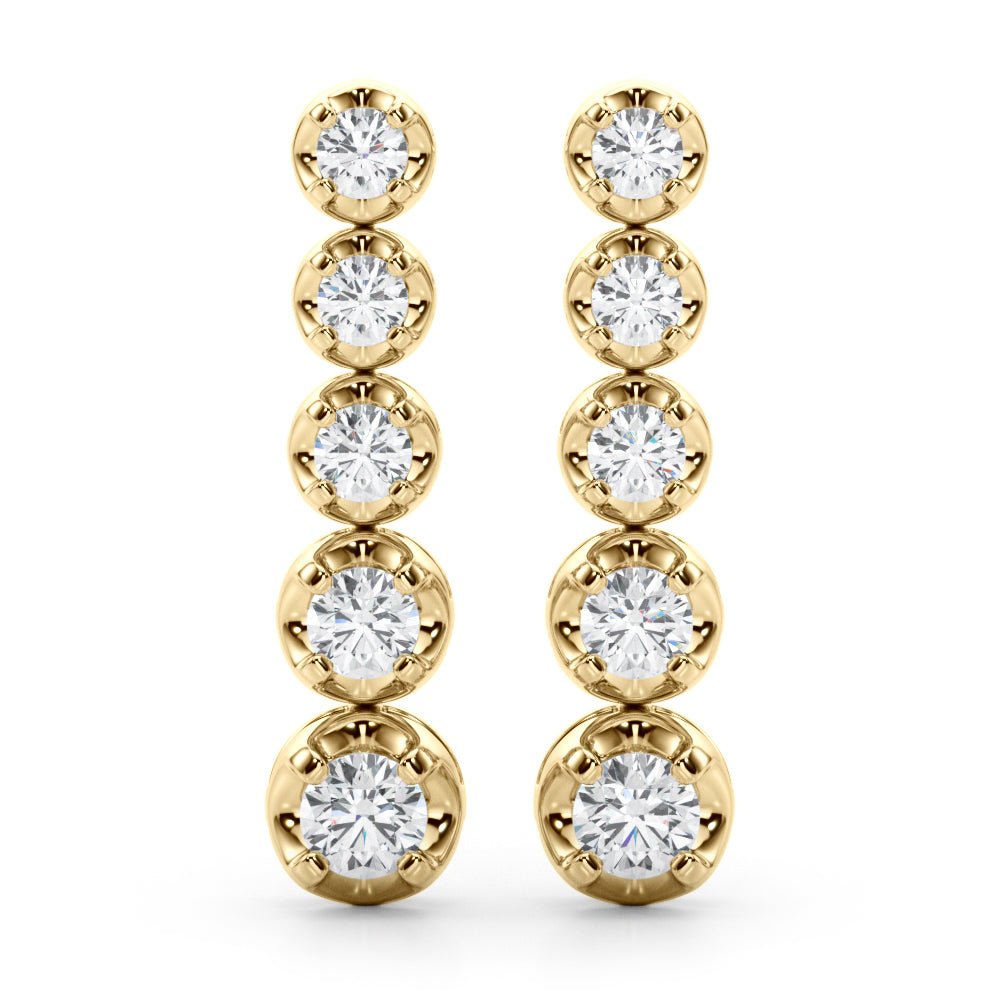 14K Round Cut Graduated Diamond Linear Drop Earrings - Hoop Earrings - Design Jewellers Edmonton