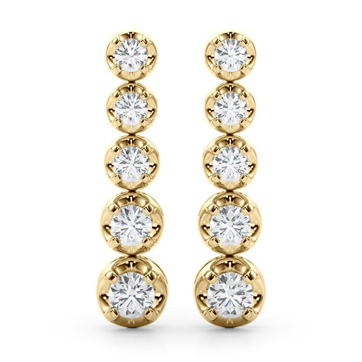 14K Round Cut Graduated Diamond Linear Drop Earrings - Hoop Earrings - Design Jewellers Edmonton