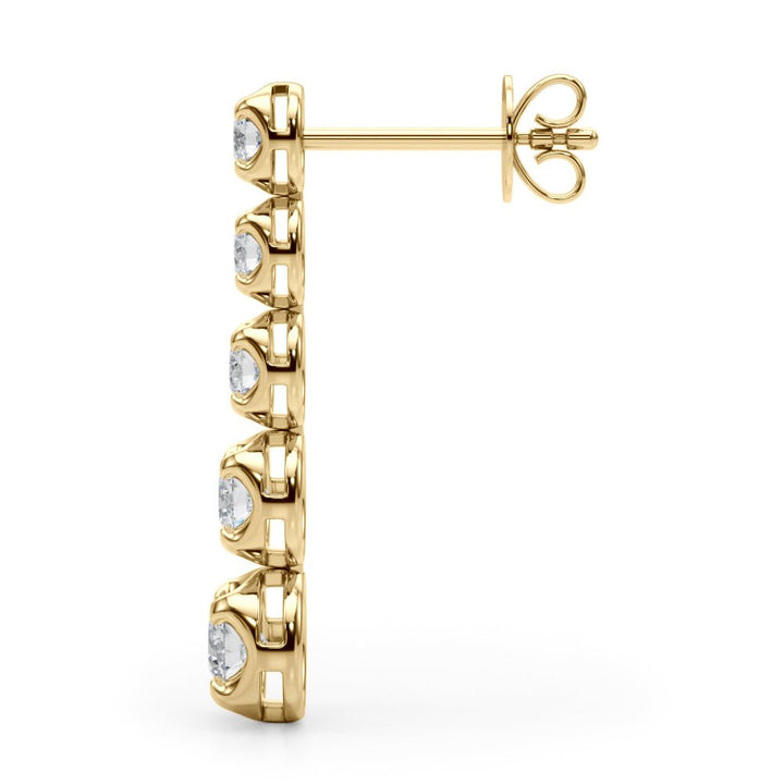 14K Round Cut Graduated Diamond Linear Drop Earrings - Hoop Earrings - Design Jewellers Edmonton