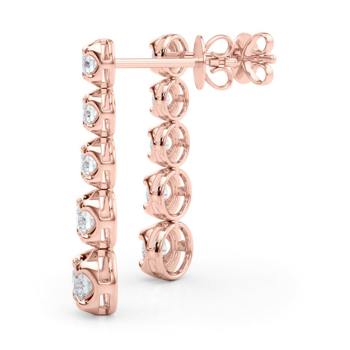 14K Round Cut Graduated Diamond Linear Drop Earrings - Hoop Earrings - Design Jewellers Edmonton