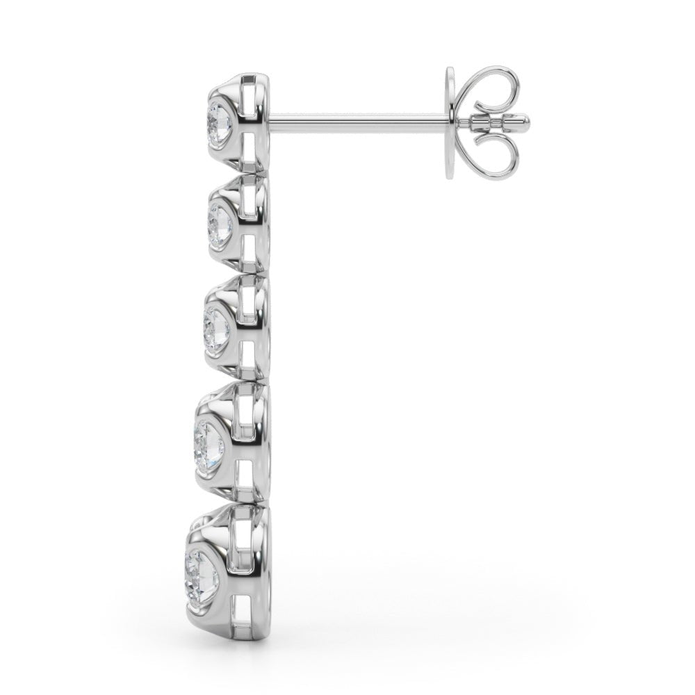 14K Round Cut Graduated Diamond Linear Drop Earrings - Hoop Earrings - Design Jewellers Edmonton