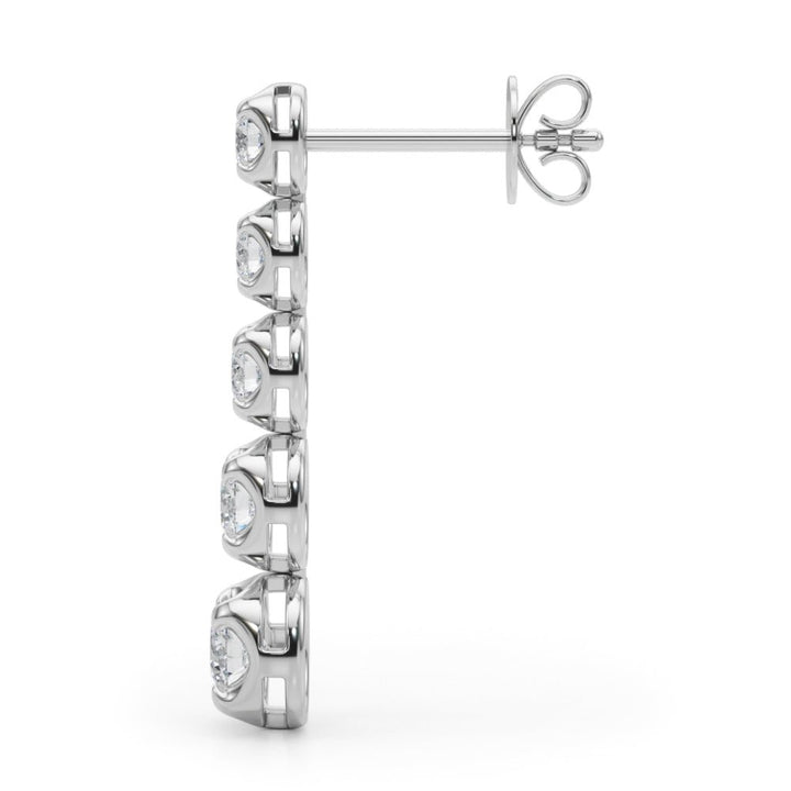 14K Round Cut Graduated Diamond Linear Drop Earrings - Hoop Earrings - Design Jewellers Edmonton