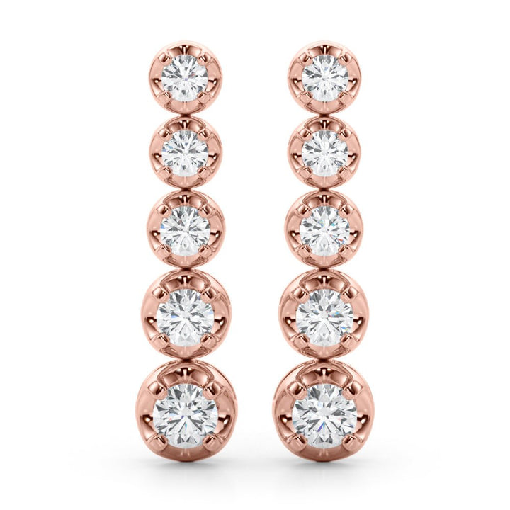14K Round Cut Graduated Diamond Linear Drop Earrings - Hoop Earrings - Design Jewellers Edmonton