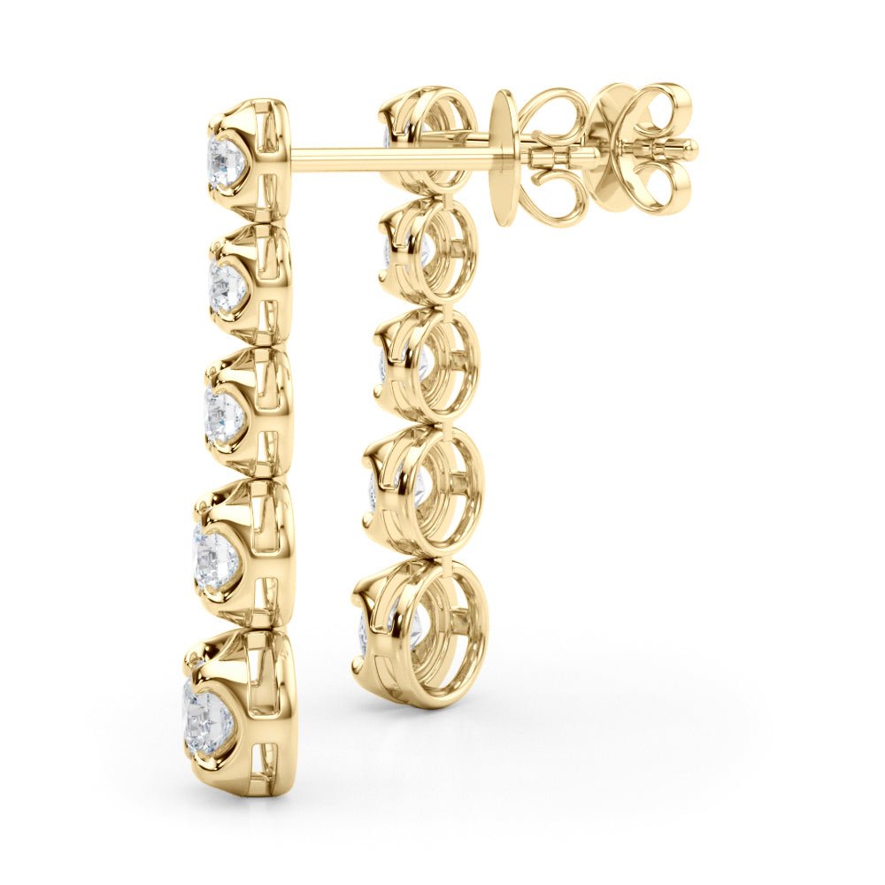 14K Round Cut Graduated Diamond Linear Drop Earrings - Hoop Earrings - Design Jewellers Edmonton