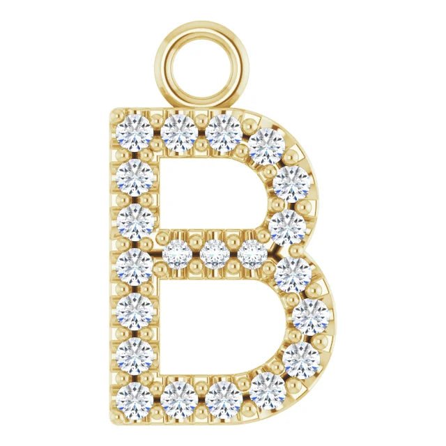 14K Solid Gold & Diamond Initial Pendant (A–Z) - Initial Necklace or Pendant - Design Jewellers Edmonton