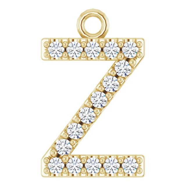 14K Solid Gold & Diamond Initial Pendant (A–Z) - Initial Necklace or Pendant - Design Jewellers Edmonton