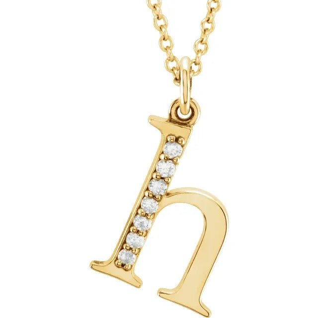 14K Solid Gold & Diamond Initial Pendant - Initial Necklace or Pendant - Design Jewellers Edmonton