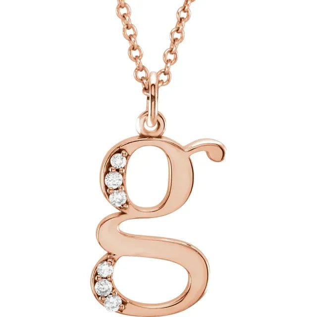 14K Solid Gold & Diamond Initial Pendant - Initial Necklace or Pendant - Design Jewellers Edmonton