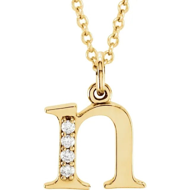 14K Solid Gold & Diamond Initial Pendant - Initial Necklace or Pendant - Design Jewellers Edmonton